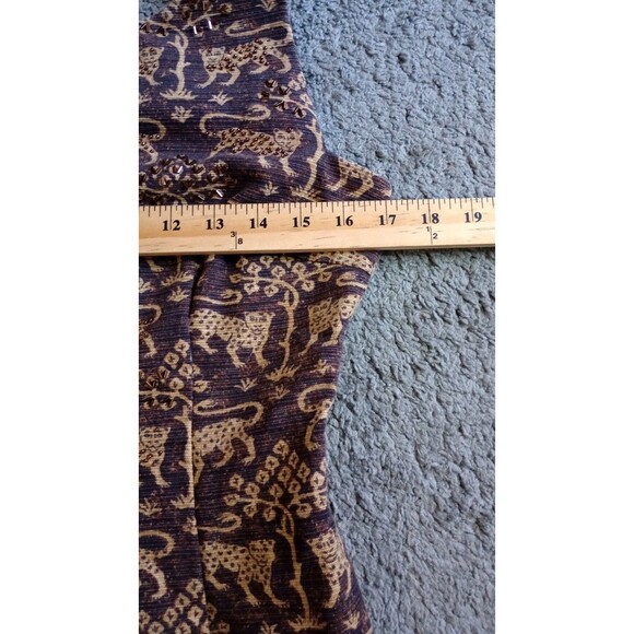 Maggie London VTG sheath jacquard dress Sz 4 brown gold  leopard print cotton - Picture 3 of 6